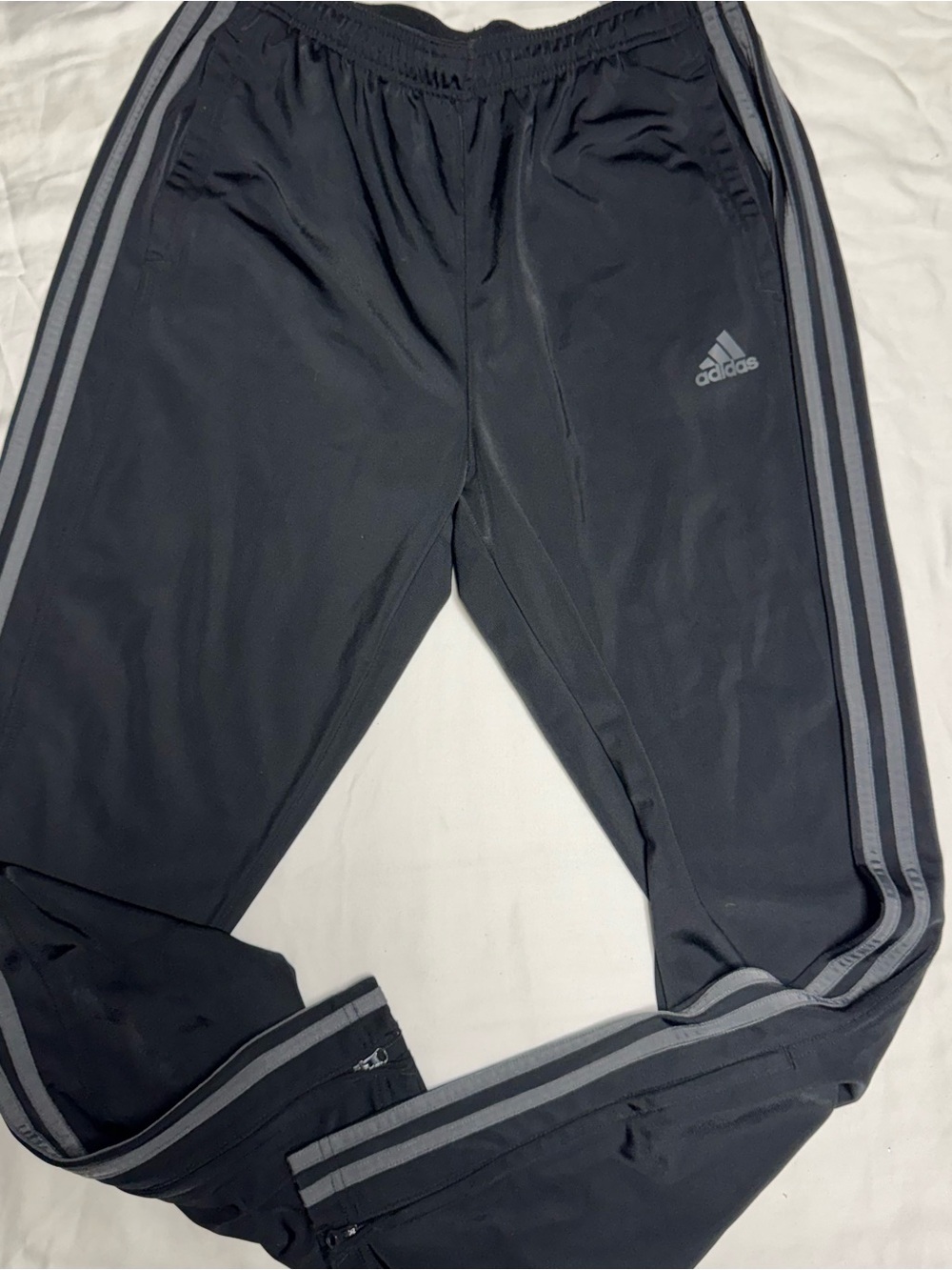 Adidas  Black Track Pants with Gray Side Stripes